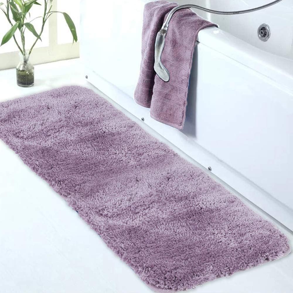Walensee Large Bathroom Rug (24 x 60, Lavender) Extra Soft and Absorbent Shaggy Bath Mat Machine Washable Microfiber Non Slip Luxury Floor Mat