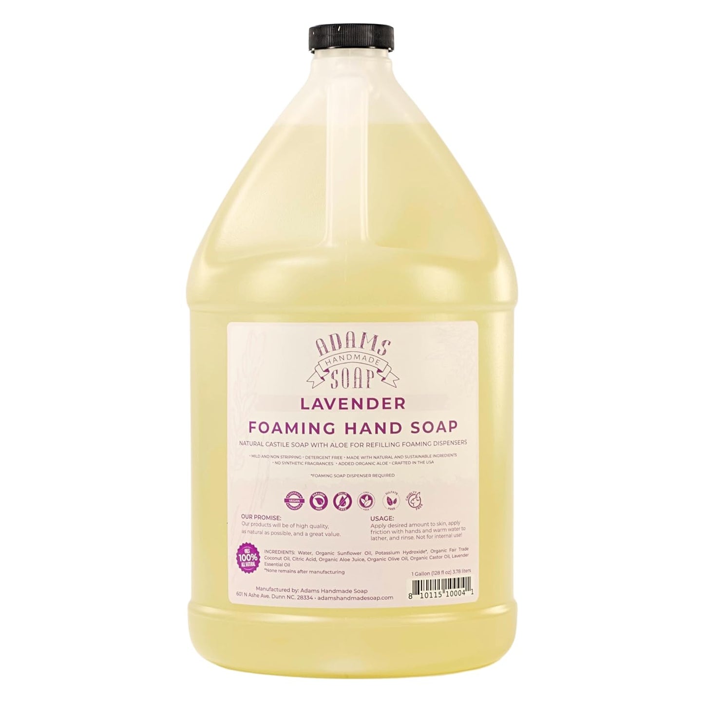 Adams Handmade Soap Liquid Foaming Soap 1 Gal (Lavender, 1 pack)