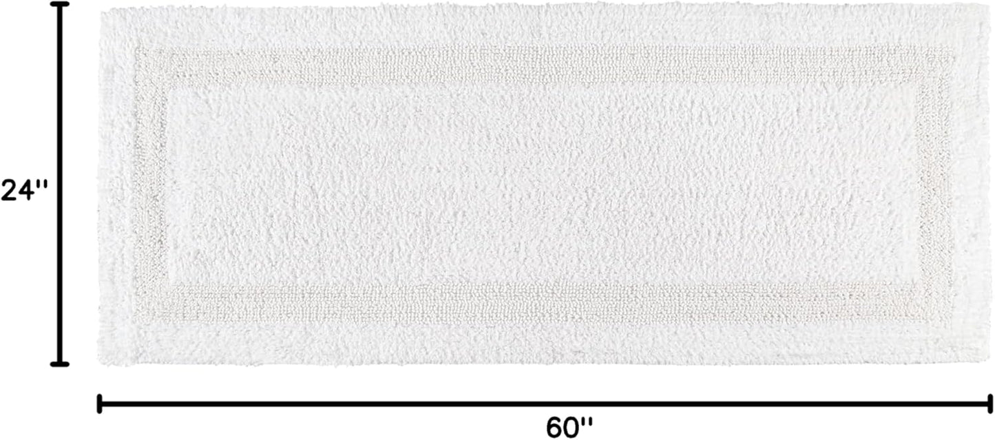 Bathroom Rugs Bath RunnerRugs 24x60 Inches White Cotton Tufted Large Reversible Washable Bath Mats for Bathroom Floor| Quick Dry Bathroom Mat for Tub Spa Shower Toilet| Entry Way Door Mats