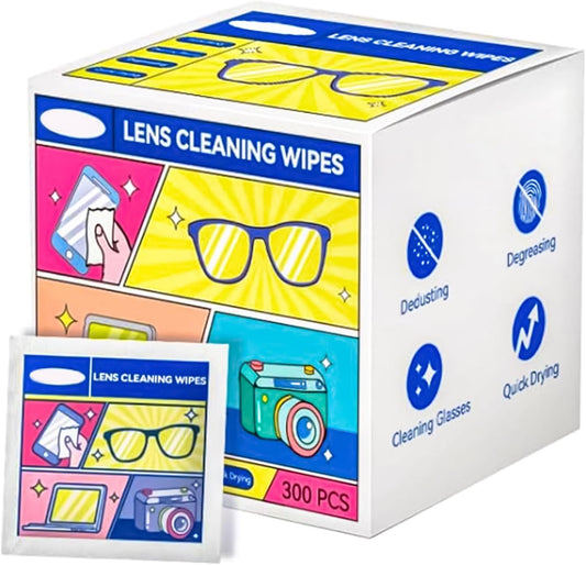 Eye Glasses Cleaner Wipes,Lens Wipes for Glasses/Sunglasses/Eyeglasses,Cleaning Wipes,Lens Wipes Individually Wrapped,Safe for All Lens Surfaces(300PCS)