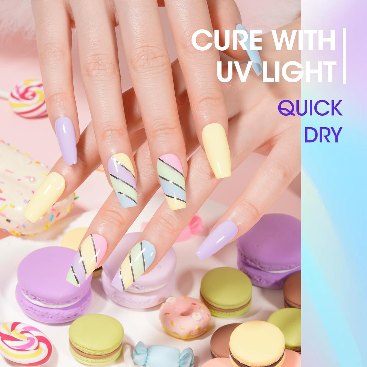 GELLEN Pastel Gel Nail Polish, Spring Summer Gel Polish Macaron Colors Nude Pink Purple Blue Green Yellow, No Wipe Soak Off Long Lasting UV Light Gel for Women Girls Manicure Salon Home, 10ml