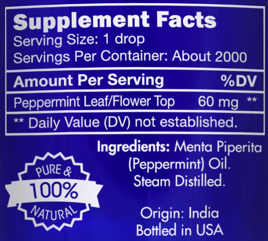 Peppermint Oil, Food Grade, Edible, for Digestion, IBS, Hair – 100% Pure, Peppermint Essential Oil, Mint Oil, Safe for Ingestion, by Zongle Therapeutics, 4 OZ