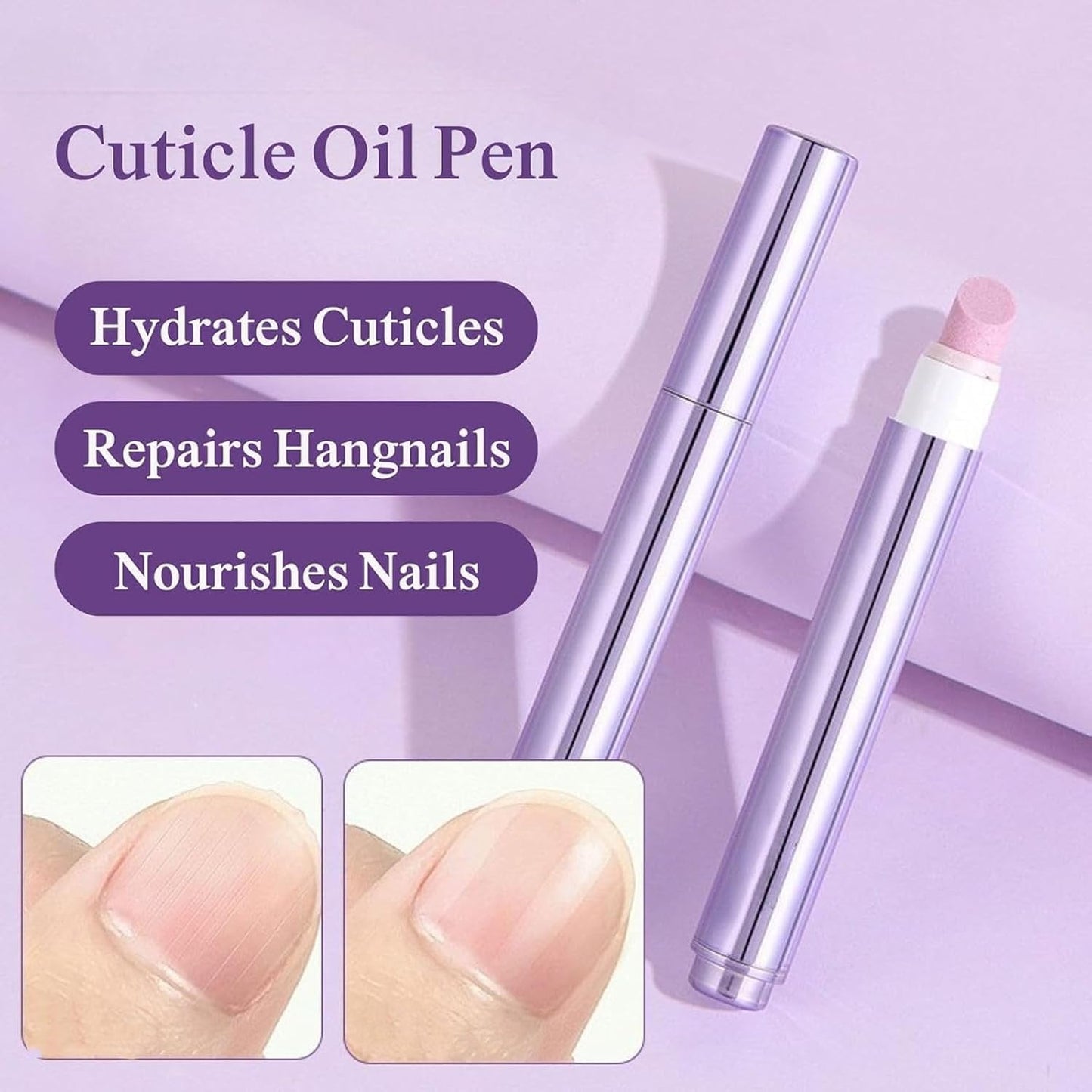 Upgrade 3-in-1 Nail Care Pen, 3-in-1 Cuticle Oil Cuticle Pusher Nail Oil Pen, Cuticle Oil Pens For Nails, for Moisturize Strengthen Brighten Nails Care (2pc)