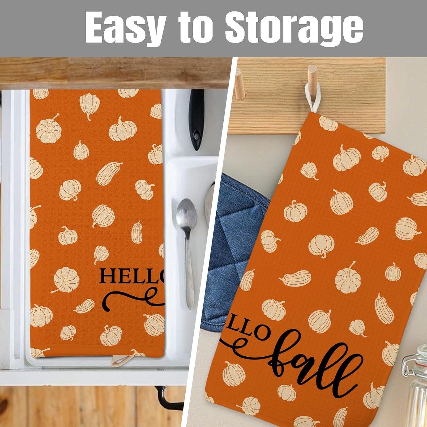 Dish Drying Mat for Kitchen Counter Large 18" x 24" Fall Pumpkin Absorbent Microfiber Dishes Drainer Rack Mats Pad Reusable Washable