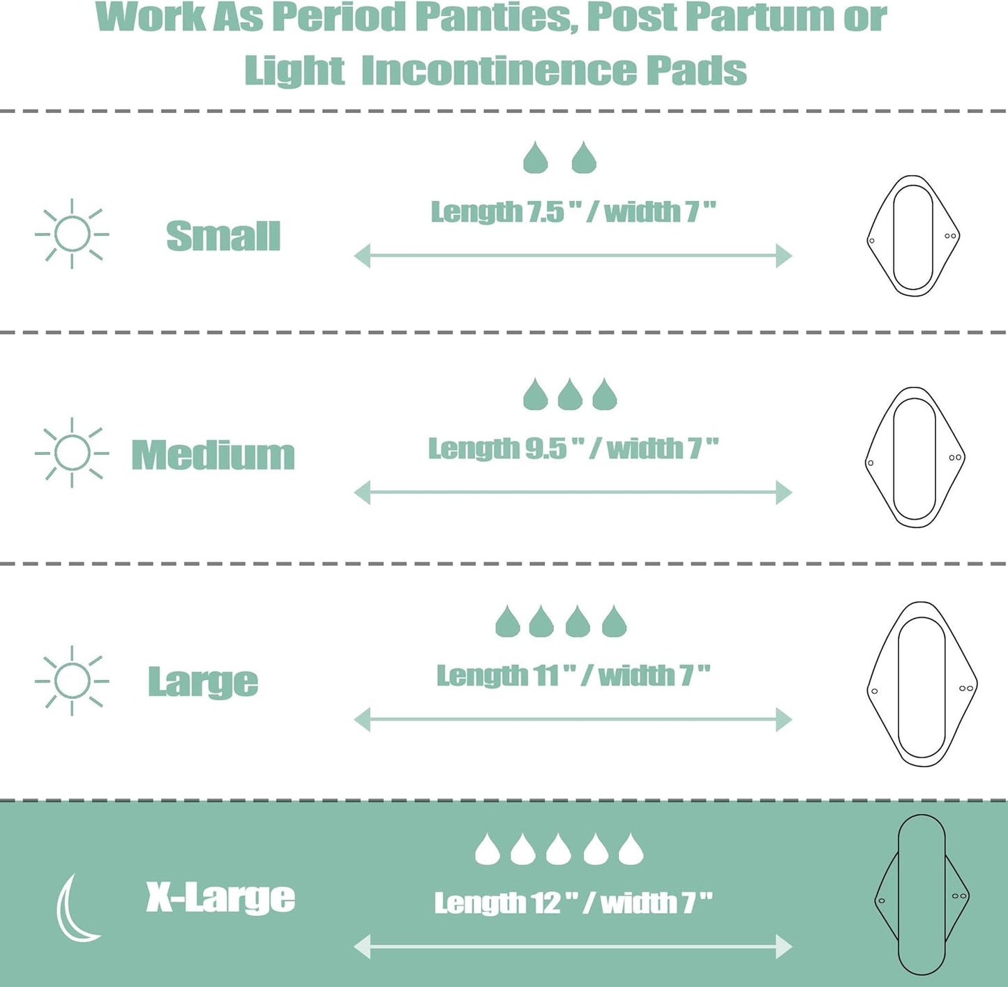 wegreeco Reusable Menstrual Pads - Reusable Sanitary Pads | Reusable Panty Liners | Soft Cloth Menstrual Pads - 6 Pack with 1 Cloth Mini Wet Bag (Medium, Luxury)