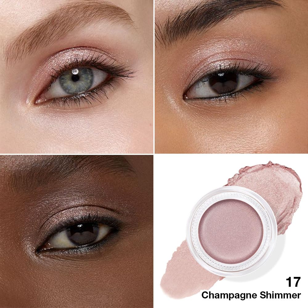 evpct Single Cream Eye Shadow Palette Pot Makeup for older Women, Champagne Shimmer Glitter Metallic Monochrome Cream to Powder Eyeshadow Palette Eye Brightener, High Pigment Waterproof Blendable