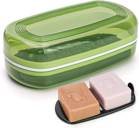 Shampoo & Conditioner Bar Dish,Large Travel Soap Case for Duke Cannon Soap,Shampoo Soap Holder is Compatible with The Kitsch Shampoo bar for Travel, Camping, Gym, Bathroom (Max, Green)