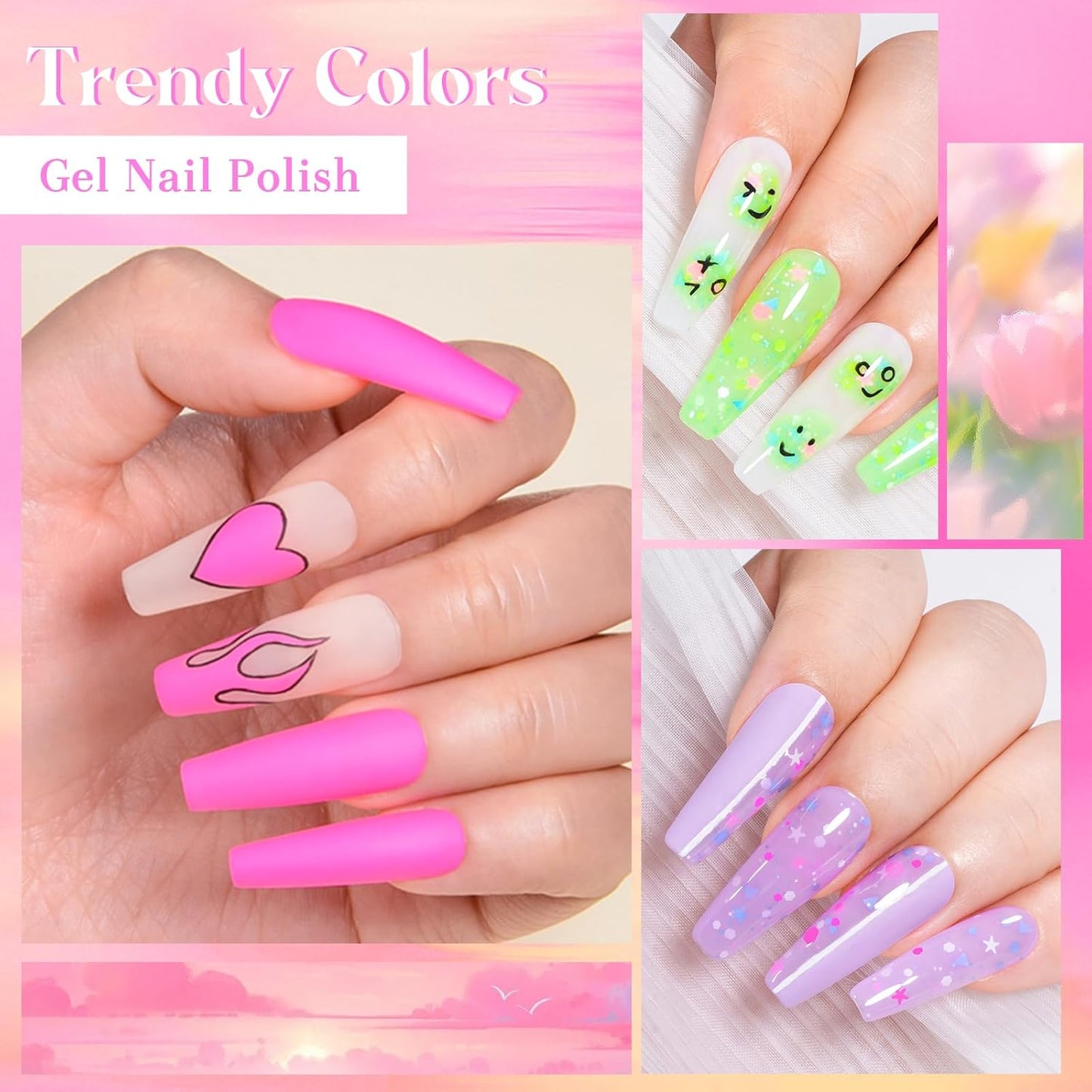 MEET ACROSS 9 Colors Gel Nail Polish + 3PCS Function Gel Nail Polish Kit,Fashion Nail Art Set Design Gifts for Women Manicure Salon (SET16, 12pcs)