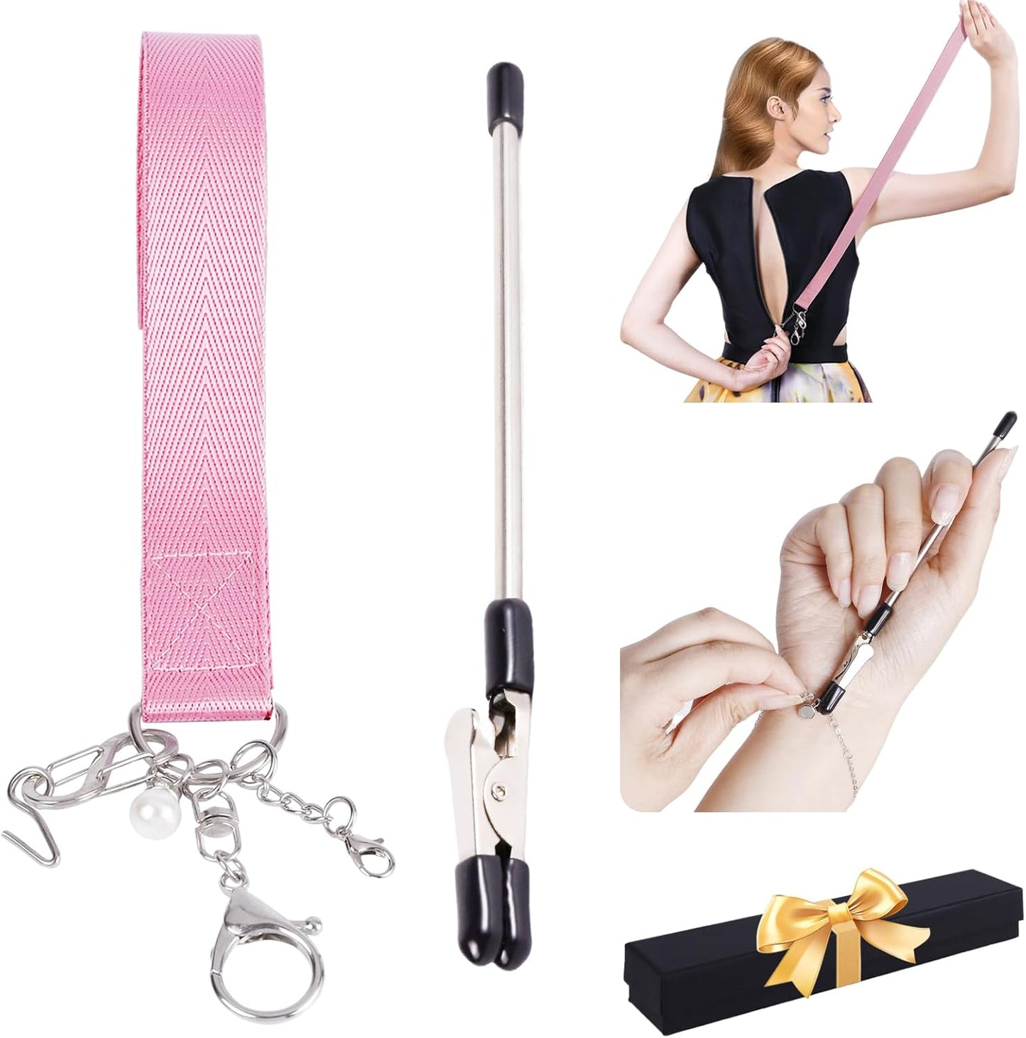 Zipper Helper Bracelet Helper Tool Set, Zipper Puller Helper Dresses Zipper Pull Helper Back Zipper Puller for Overweight, Elderly, Disabled, Individuals or Travel, Easy to Use