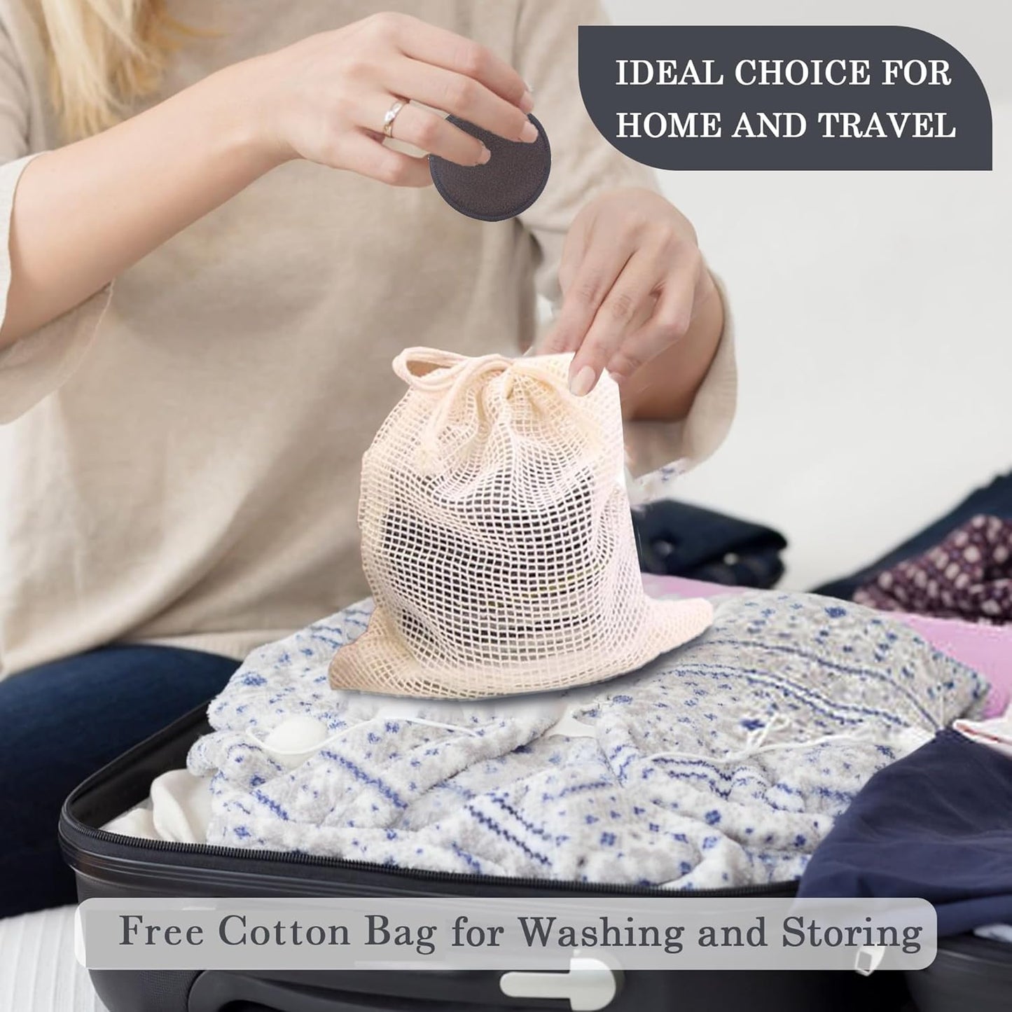 Reusable Makeup Remover Pads - 30 Packs Soft & Washable Bamboo Cotton Rounds, Reusable Face Pads for Skincare & Cleansing, Cotton Rounds with Mesh Bag for Storage