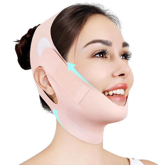 Chin Strap for Sleeping,Double Chin Reducer,Adjustable Chin Strap,Jaw Strap,Jawline Shaper,V Line Lifting Mask,Pink,M
