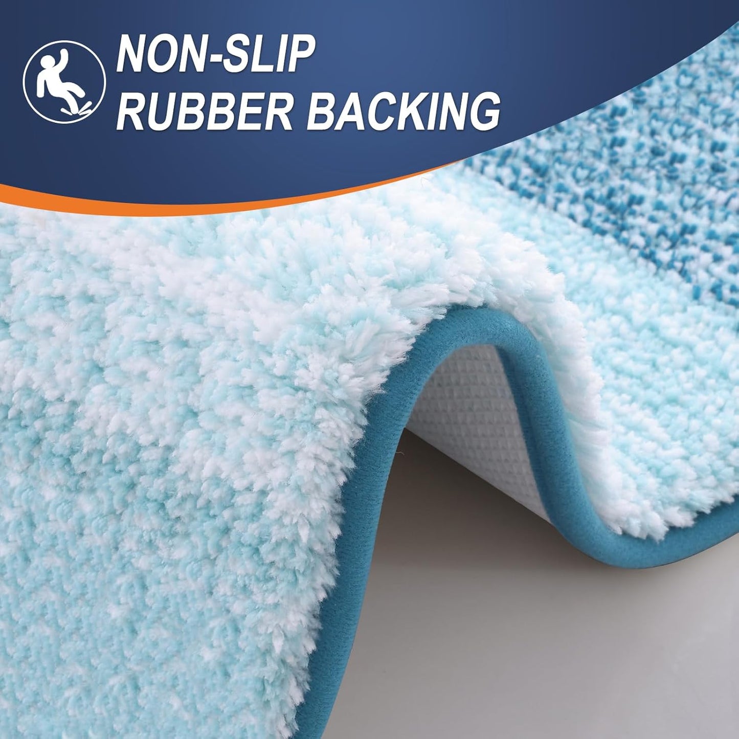 OLANLY Bathroom Runner Rugs 47x24, Extra Soft Absorbent Microfiber Bath Rugs, Rubber Backing, Quick Dry, Washable Bath Mats for Bathroom Floor, Tub and Shower, Home Decor Accessories, Peacock Blue