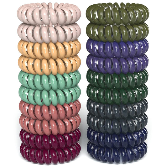 20Pcs Hair Elastics, No Crease Spiral Hair Ties Hair Bands MultiColor Waterproof Phone Cord Hair Scrunchies Hair Coils Accessories for Women Girls