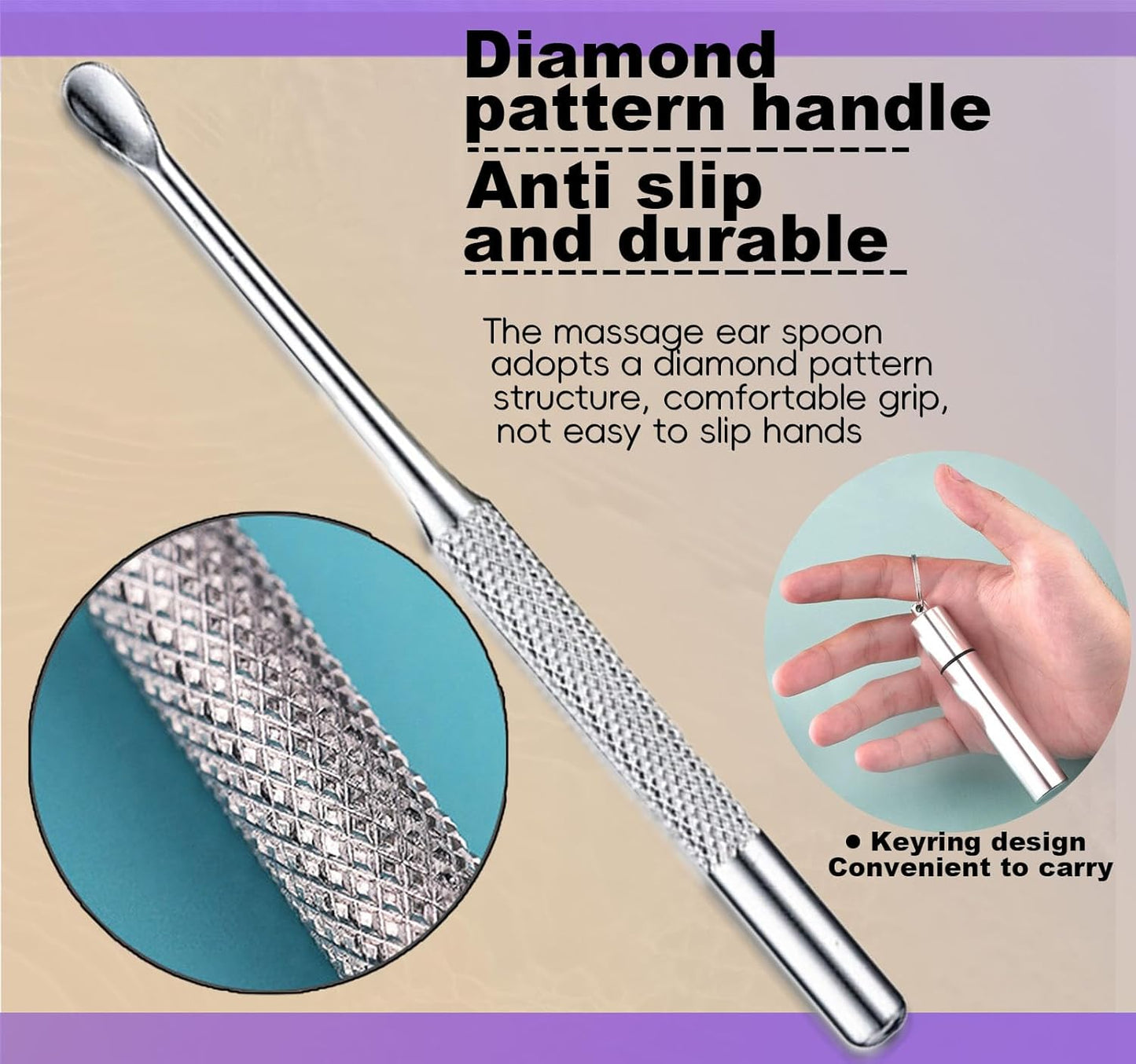 Ear Wax Removal kit, 4 Pcs Stainless Metal Earwax Removal Tool for Adults with Ear Spoon & Spiral Spring, Ear Cleaning Reusable