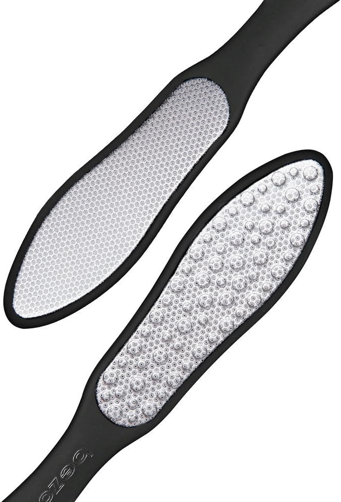 BEZOX Foot File (1 PCS), Double Sided Foot Scraper Callus Remover, Foot Rasp for Cracked Heel and Foot Corn Removal, Stainless Steel Pedicure File W/Cloth Storage Bag