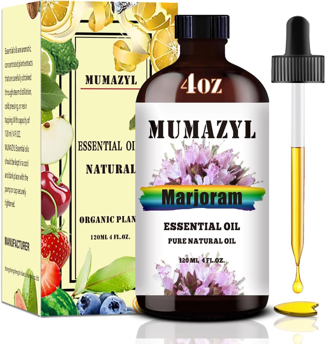 Marjoram Essential Oil, Marjoram Oil 4 Fl Oz 120ML for Diffuser Humidifier Yoga Cleaning DIY Candle Soap Making Essential Oils