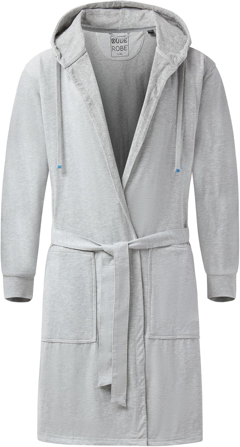 DudeRobe Men’s Hooded Bathrobe with Pockets, From Shark Tank, Soft, Comfy & Absorbent Cotton Robe for After Shower & Lounging