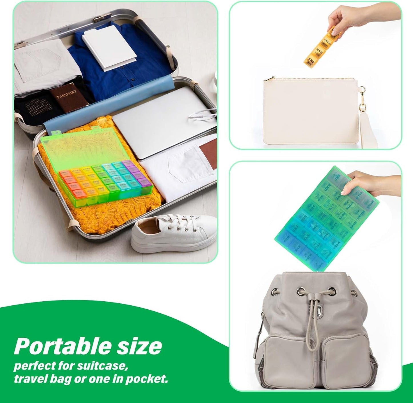 XL Large Weekly Pill Organizer 4 Times a Day, 7-Day Pill Boxes and Organizer AM PM, Big Compartments Pill Case, Monthly Medication Organizer 28 Days Dispenser for Fish Oils