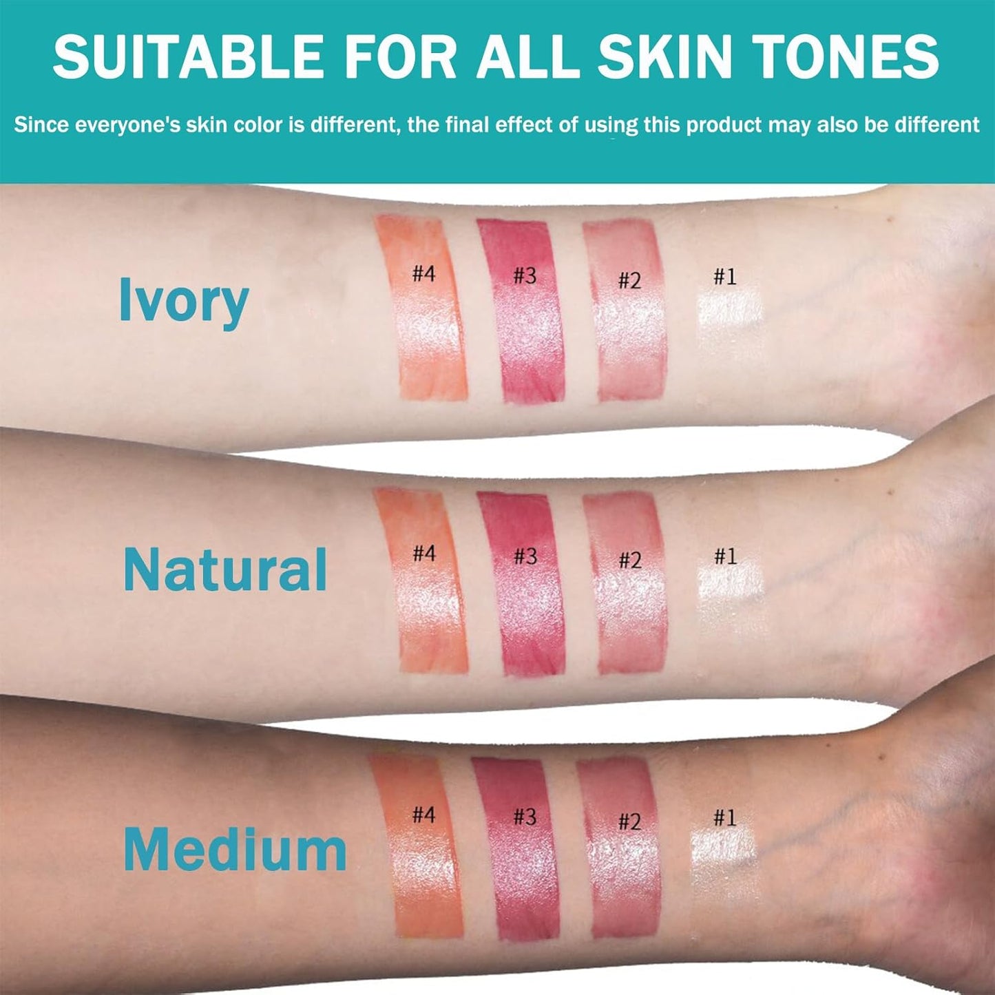 Lip Tint Hydrating, Moisturizing Lip Oil Balm, Long Lasting Waterproof Lip Gloss Non-Stick Cup Lipstick Set, Natural Ingredients Strong Moisturizing Lipstick (Clear Shimmer)