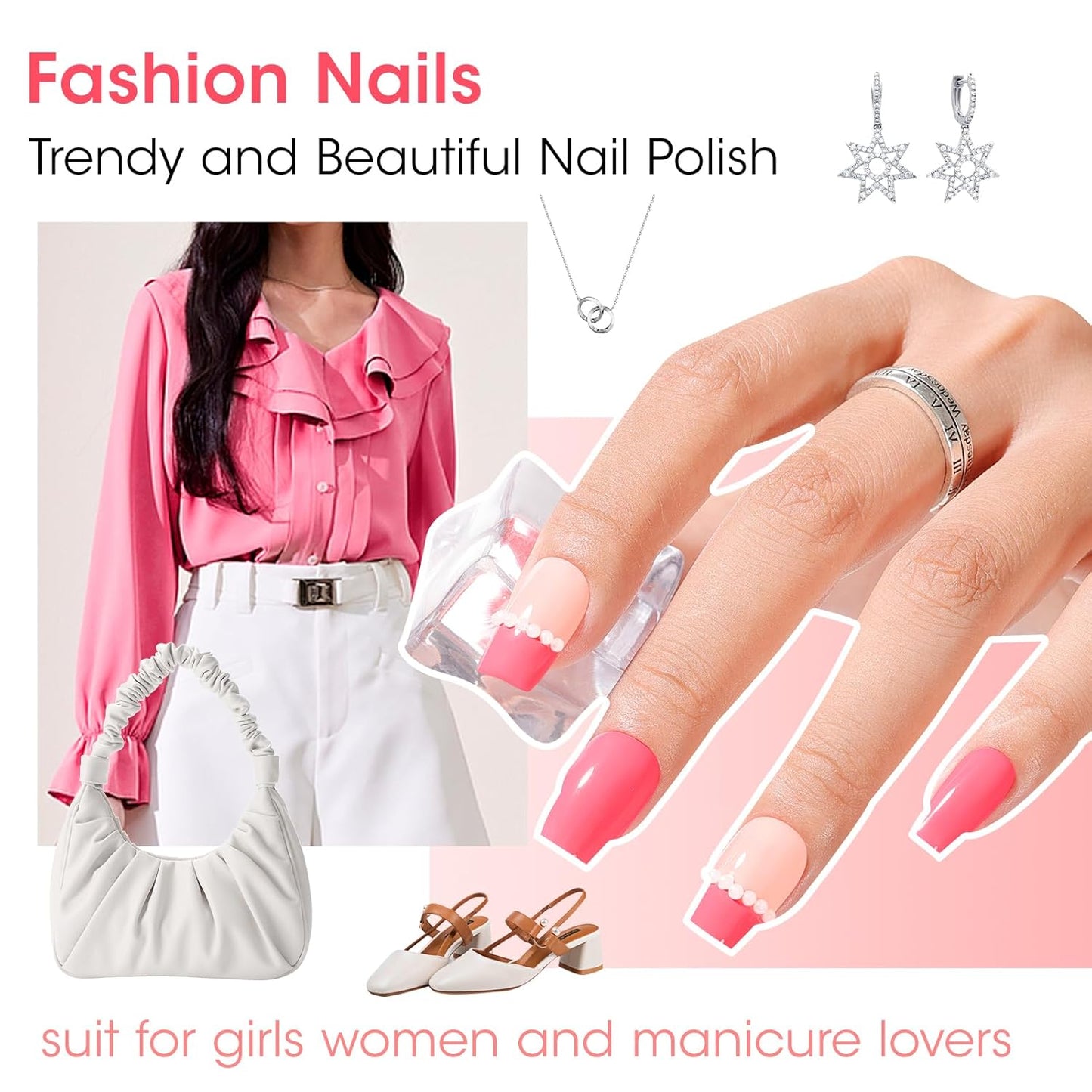 GELLEN Bright Pink Nail Polish, Air Dry Nude Pink Regular Nail Polish for French Manicure Women Home Salon All Seasons, Not UV Gel, TPO Free, Hema Free, Non-toxic