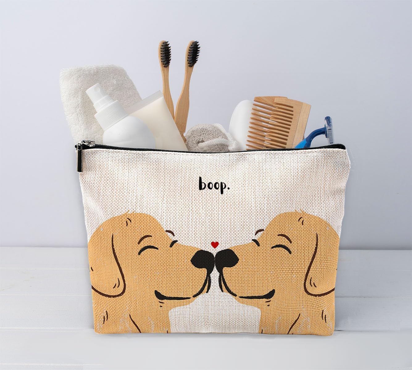 Sufamb Cute Makeup Bag,Love Gifts for Her,Gifts for Girlfriend Wife,I Love You Gifts for Her,Valentines Gifts,Cute Gifts for Women,Golden Retriever Gifts Small Cosmetic Makeup Bag for Purse