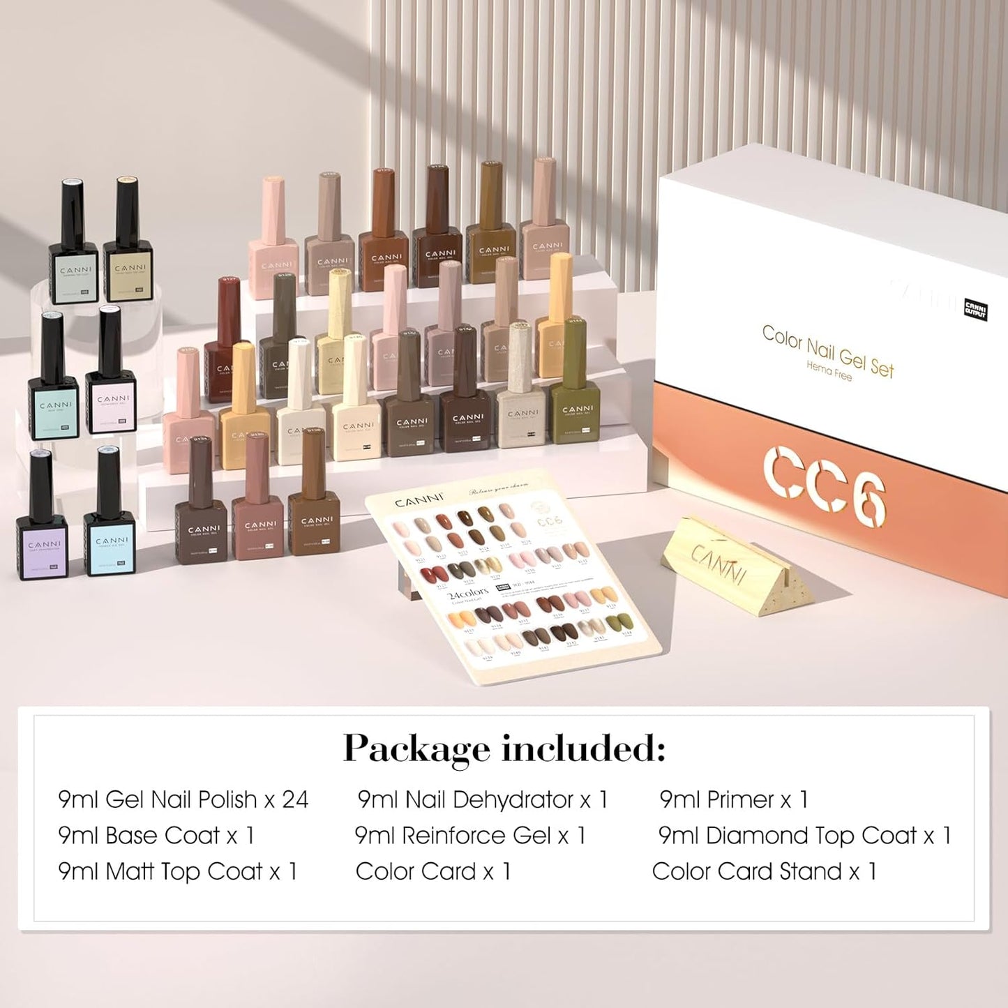 CANNI 30Pcs 9ML Hema-free Gel Nail Polish Set,Nude Brown Red Glitter Gold Gel Polish Kit Soak Off LED Nail Gel Polish Set Nail Art Starter Manicure Salon DIY at Home