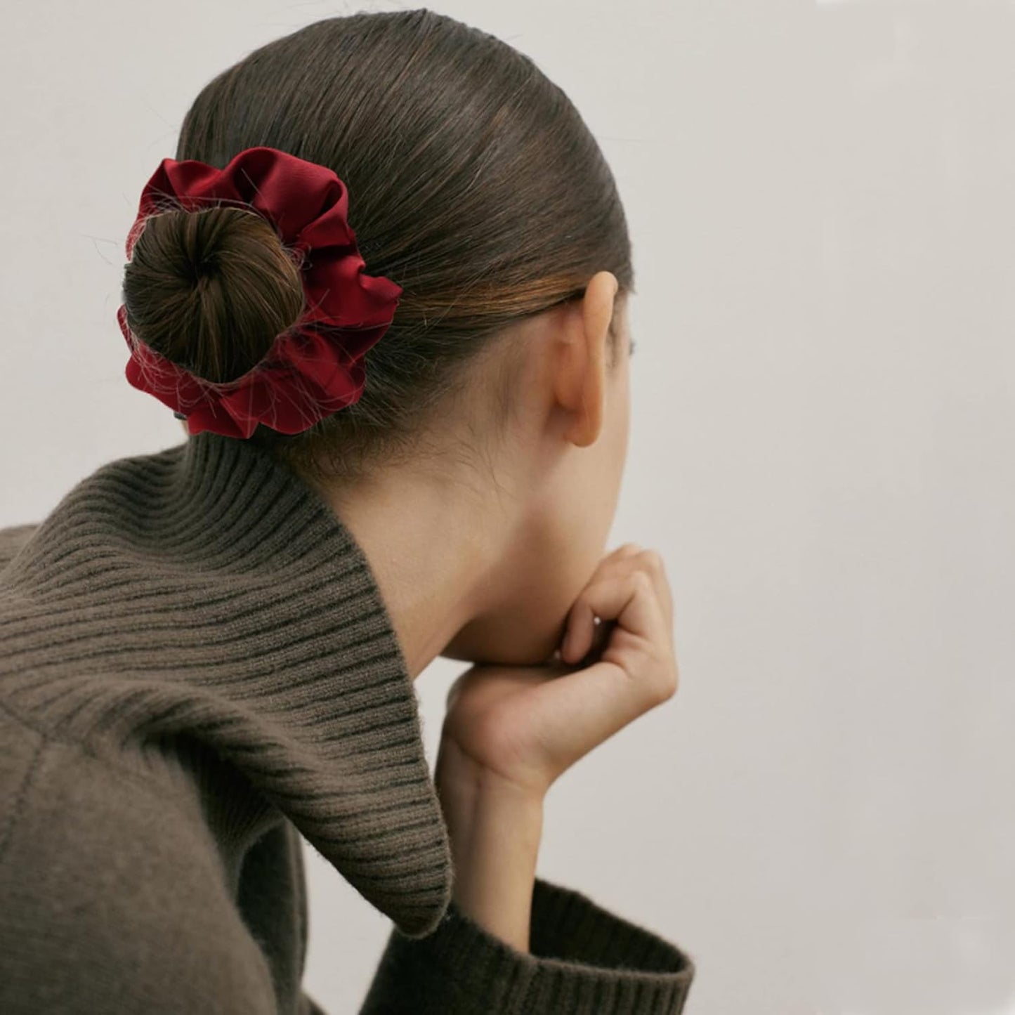 Big Silk Scrunchies for Women,Better than Satin,Silky Soft Scrunchie for Bun Luxurious Ponytail Holders Elastic Hair Ties No Damage (Black White Silver Red Brown)