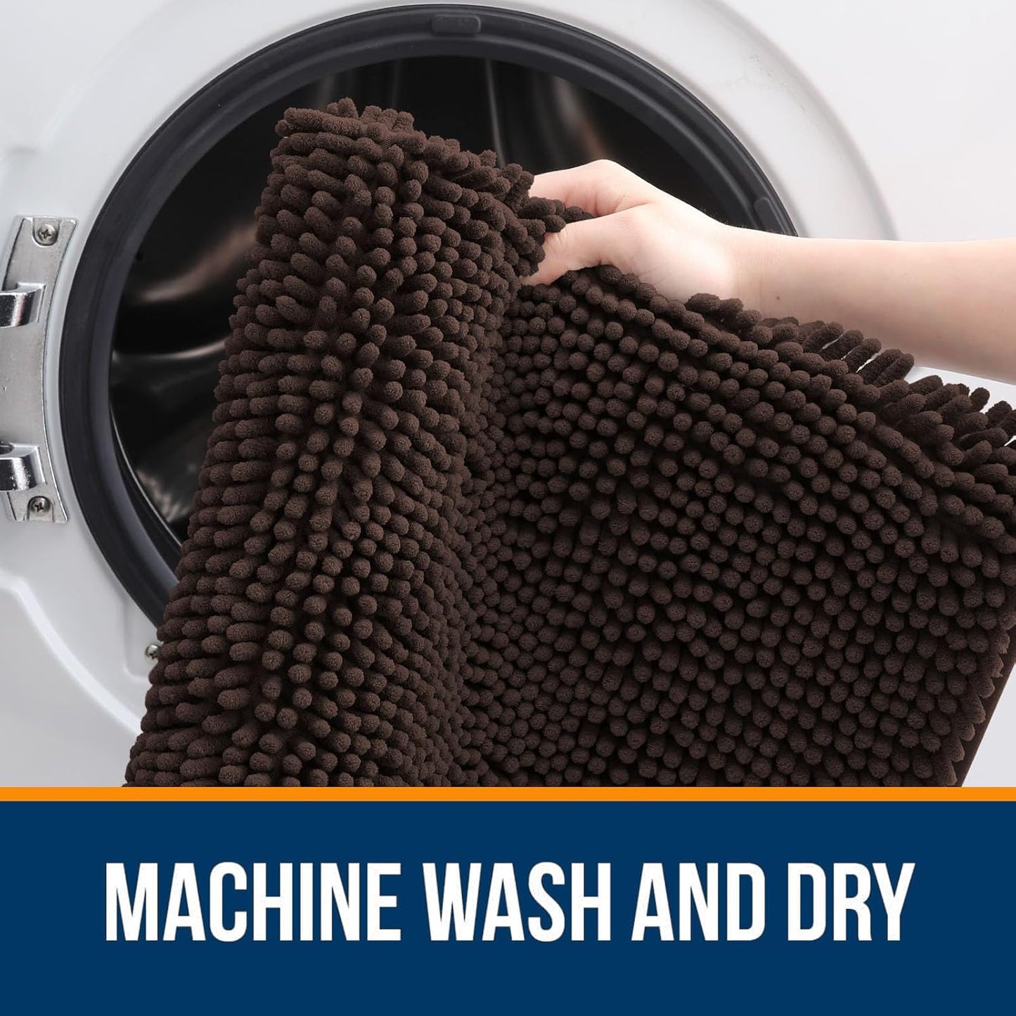 OLANLY Bathroom Rugs 44x24, Extra Soft Absorbent Chenille Bath Rugs, Rubber Backing Quick Dry, Machine Washable Bath Mats for Bathroom Floor, Tub and Shower, Home Decor Accessories, Brown