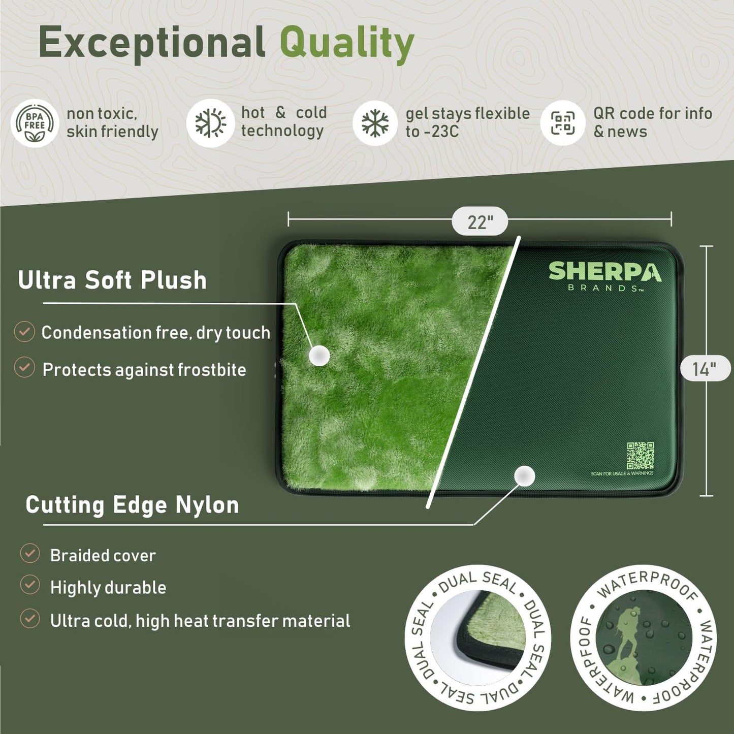 Extra Large Gel Ice Packs for Injuries Reusable - Flexible Gel Ice Packs Reusable, Hip, Shoulder, Back Pain Relief - 14" x 22" - Green