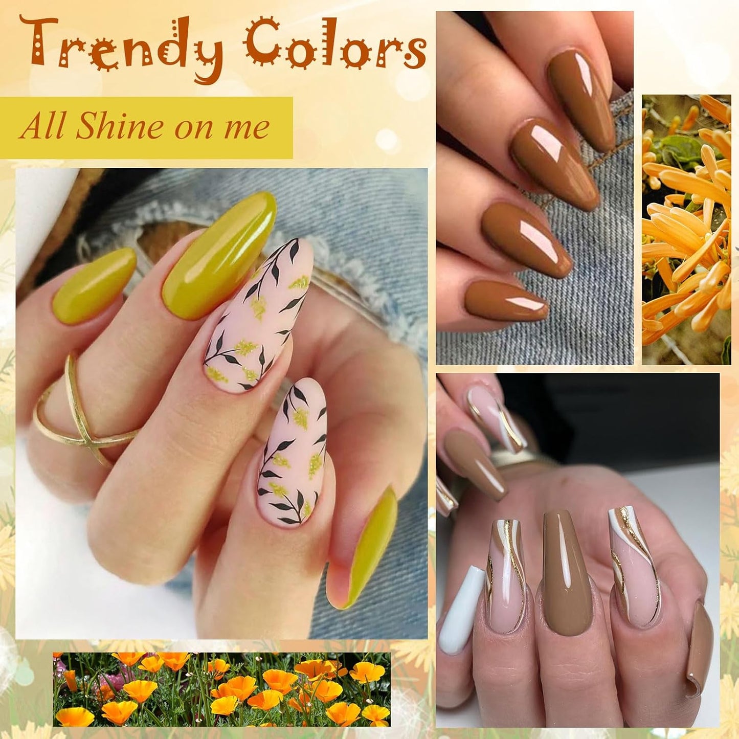 MEET ACROSS 9 Colors Gel Nail Polish + 3PCS Function Gel Nail Polish Kit,Fashion Nail Art Set Design Gifts for Women Manicure Salon (SET5, 12pcs)