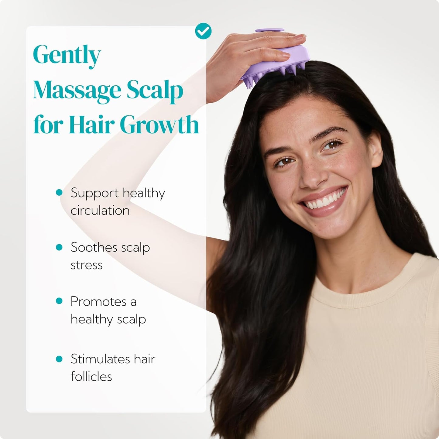 HEETA Hair Scalp Massager Shampoo Brush 2 Pack, Soft Silicone Bristles for Dandruff Removal, Waterproof for Wet & Dry Hair, Suitable for Men & Women (Light Beige & Purple)