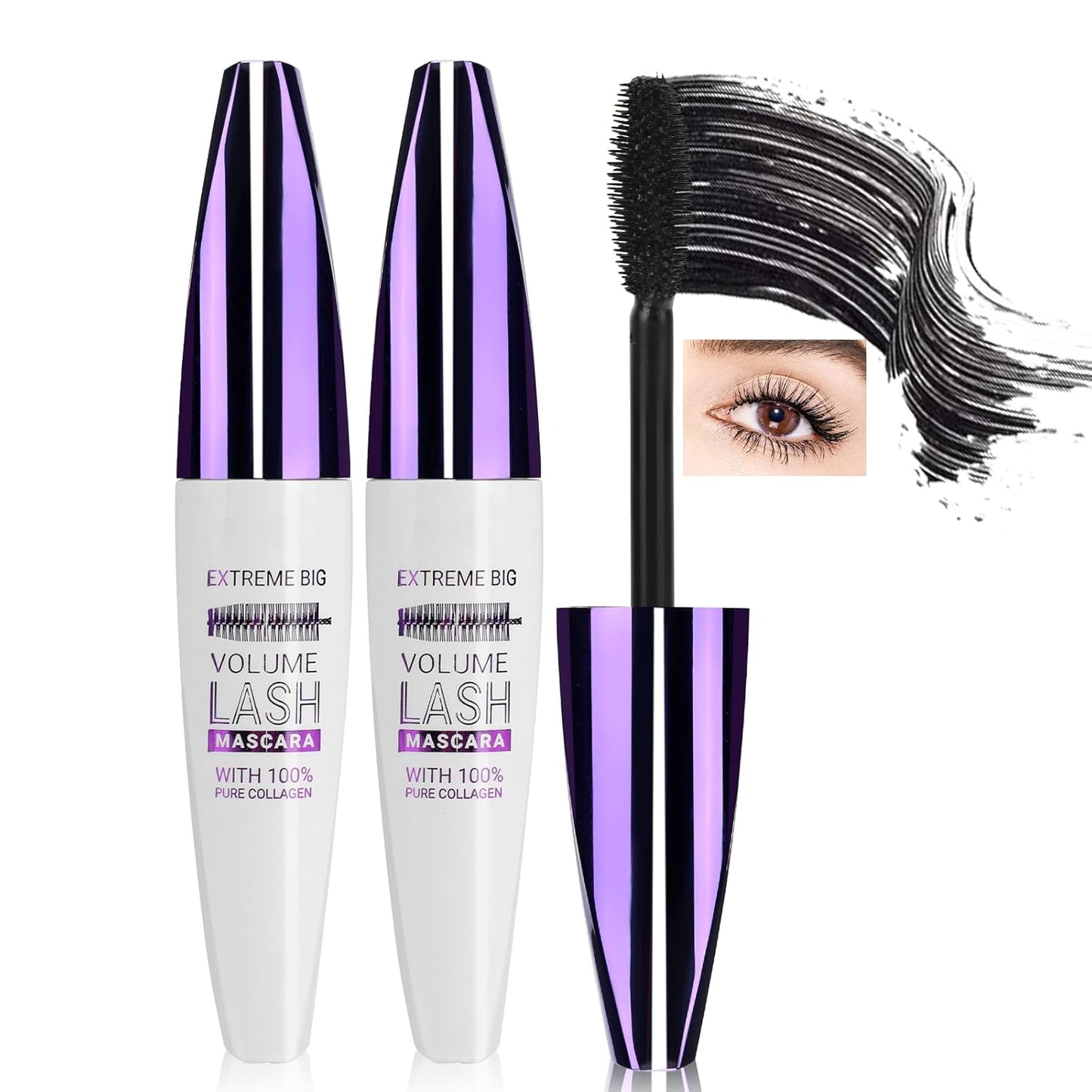 2PCS Black Mascara for Eyelashes, 5D Colored Mascara 【Waterproof】【Natural Curling】【Lengthening Curling rimel de pestañas Volume】for Women Eye Makeup Cosplay & Parties