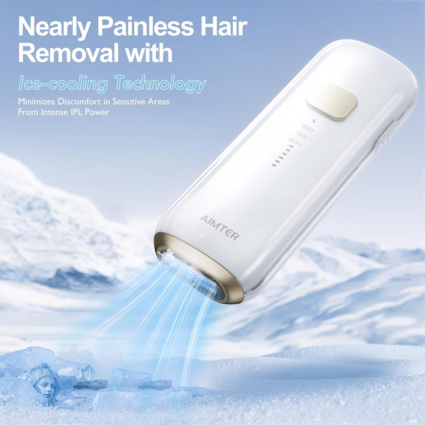 Laser Hair Removal, IPL Hair Removal for Women and Men with 5 C°Sapphire Ice-Cooling Function, At-Home Hair Removal Device for Armpits Back Legs Arms Face Bikini Line,Unlimited Flashes,Nearly Painless