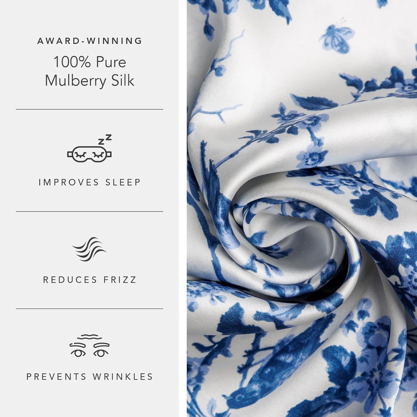 Fishers Finery 25mm 100% Pure Mulberry Silk Pillowcase 2 Pack (Tea Cup Print, King)