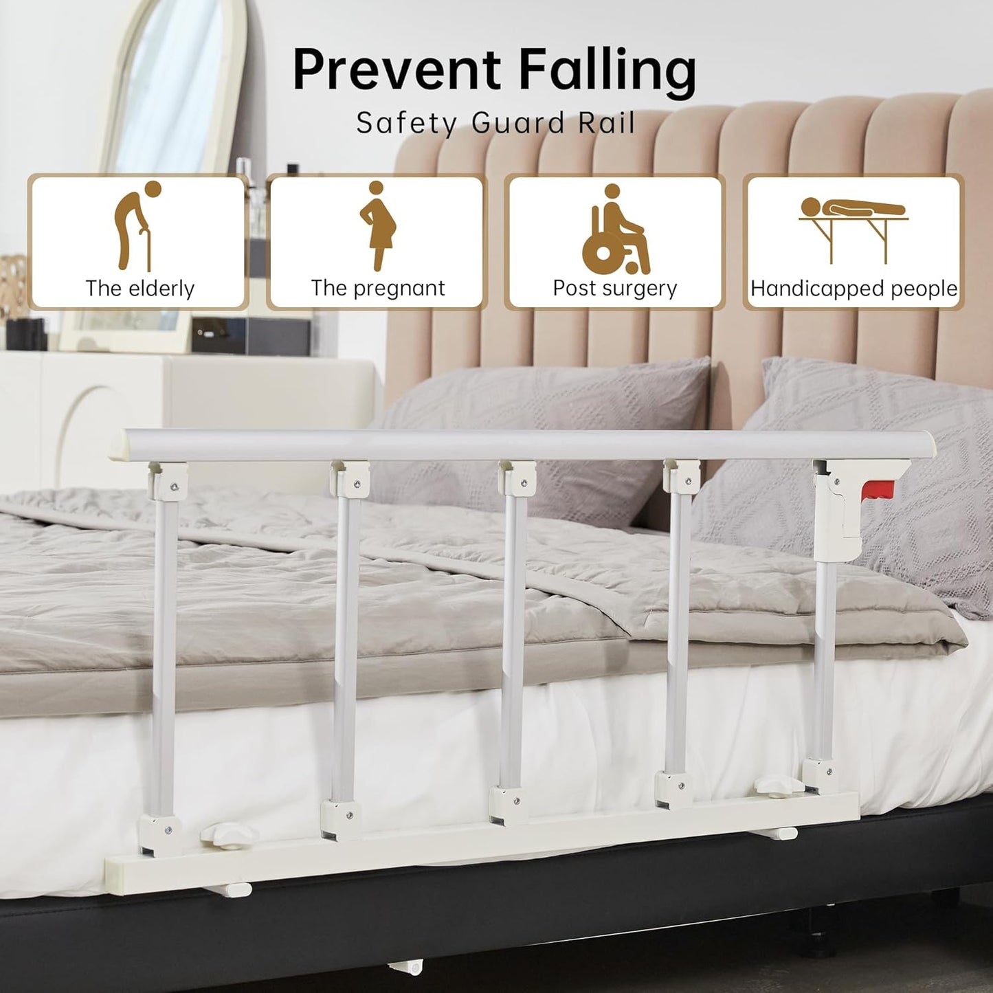 ELENKER Bed Rails for Elderly Adults, Folding Bed Assist Seniors Safety Bed Guard Rail Handle to Prevent Falling Out of Bed, 48.6"x16.3"