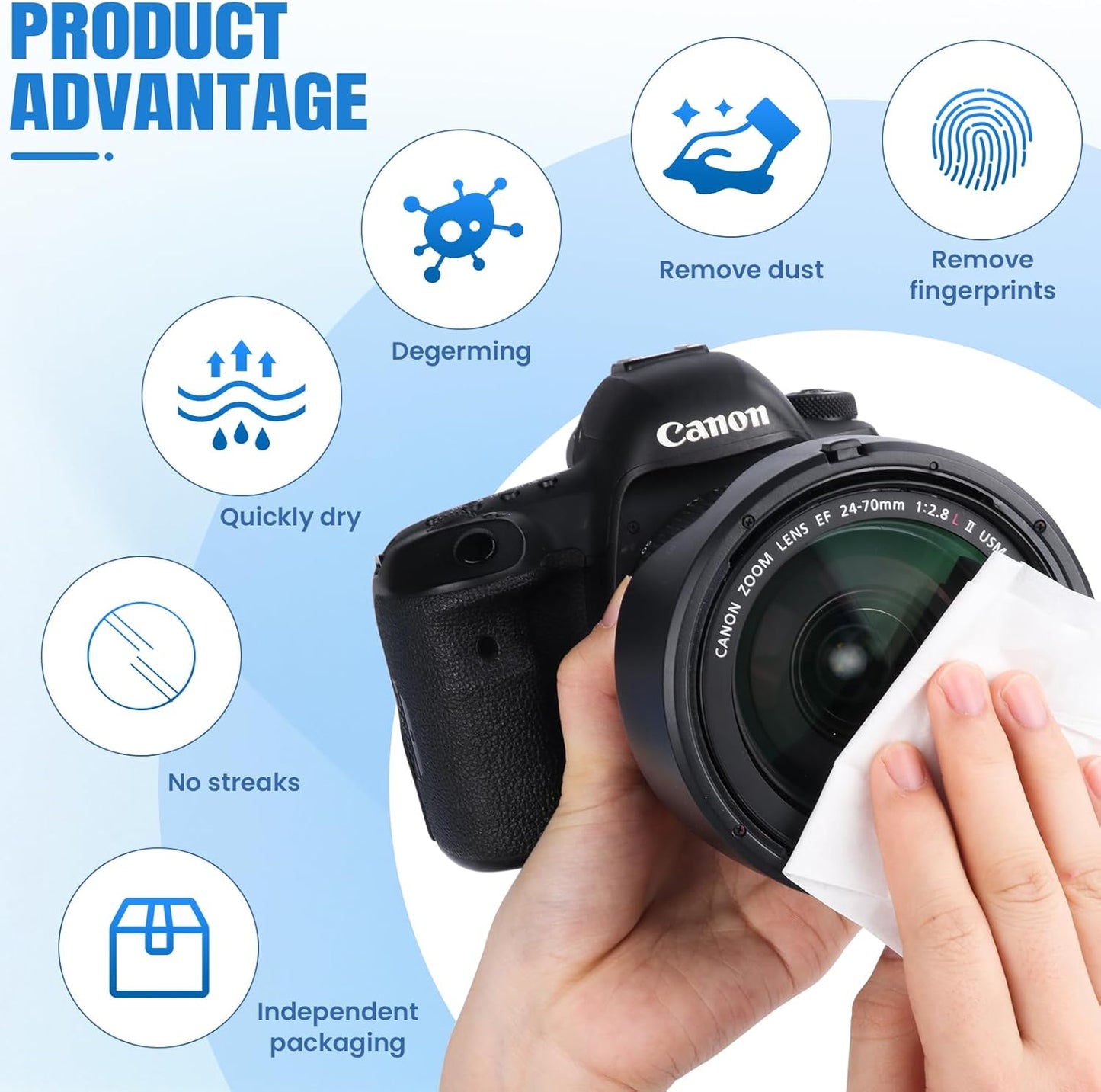 VOISEN Lens Wipes for Eyeglasses,250 Pack Eye Glasses Cleaner Wipes,Pre-Moistened Individually Wrapped Lens Wipes,Non-Scratching Non-Streaking,Safe for Eyeglasses, Goggles, Camera Lens, Phone