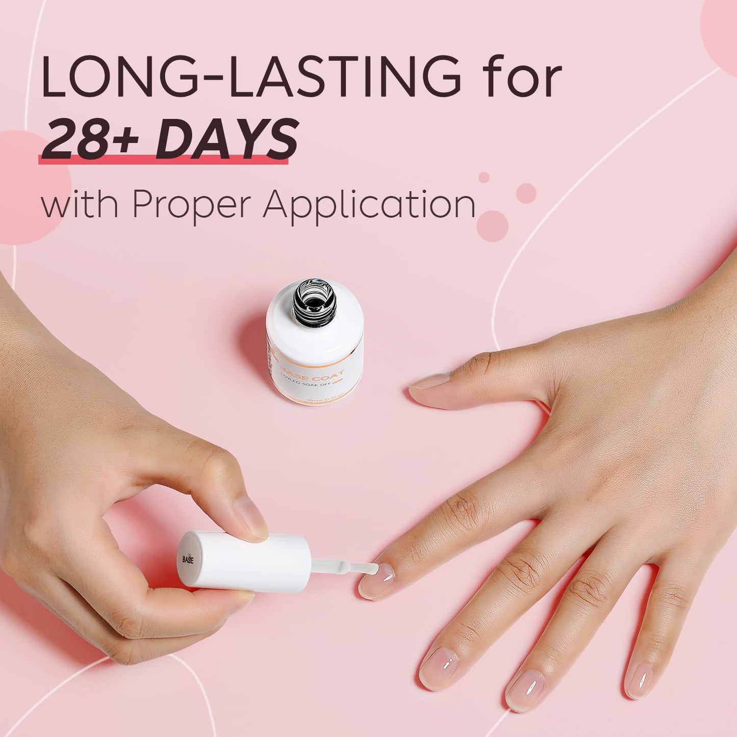 Nicedeco Gel Nail Polish Base Coat 15ml Soak Off Hema Free Long-Lasting DIY Home and Nail Salon