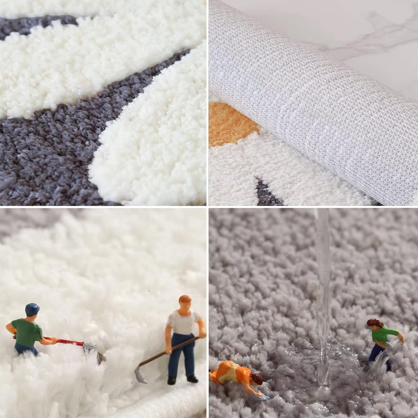 Bathroom Rugs Mat, White Flower Bath Rugs Fluffy Soft Superfine Fiber Rugs Non Slip Bath Mat Machine Wash Plush Mats, Bathroom Rug for Bathroom Shower Room (16"×24", Green)