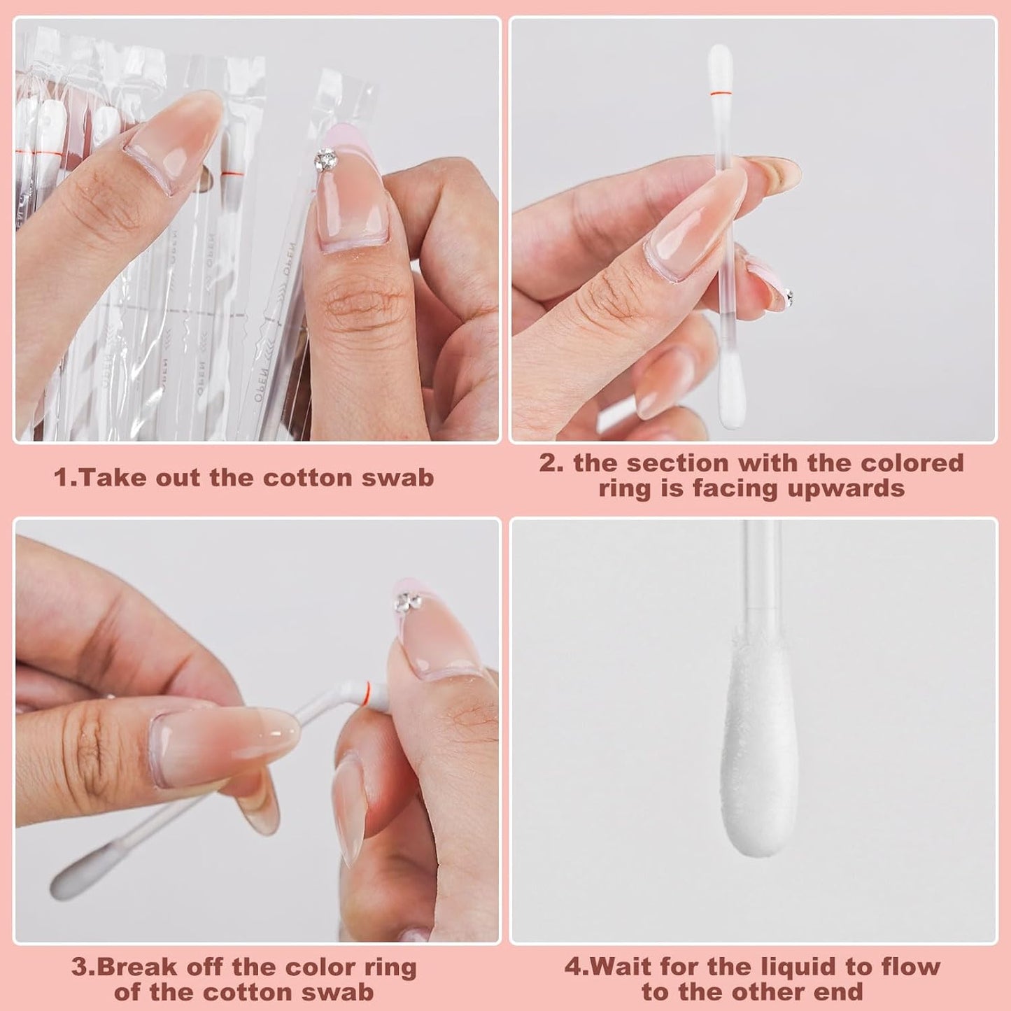 Cotton Swabs,Cotton Makeup Remover Swabs,Eye & Lip Sticks Remover,Liquid-Filled Makeup Remover Swabs Disposable Cotton Swabs for Eye/Lip/Eyebrow/Eyelash Makeup (Pack of 300)