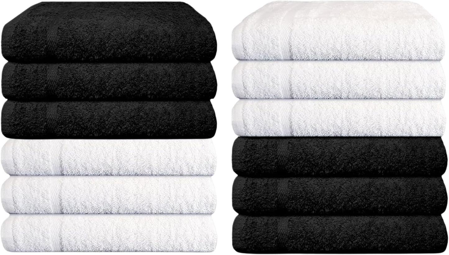 Premium 100% Cotton Washcloths - 12x12 Inch Soft, Absorbent & Quick Drying - Set of 12 Face Towels for Bathroom, Makeup Removal, and Baby Care - Durable & Fade Resistant - Grey And White