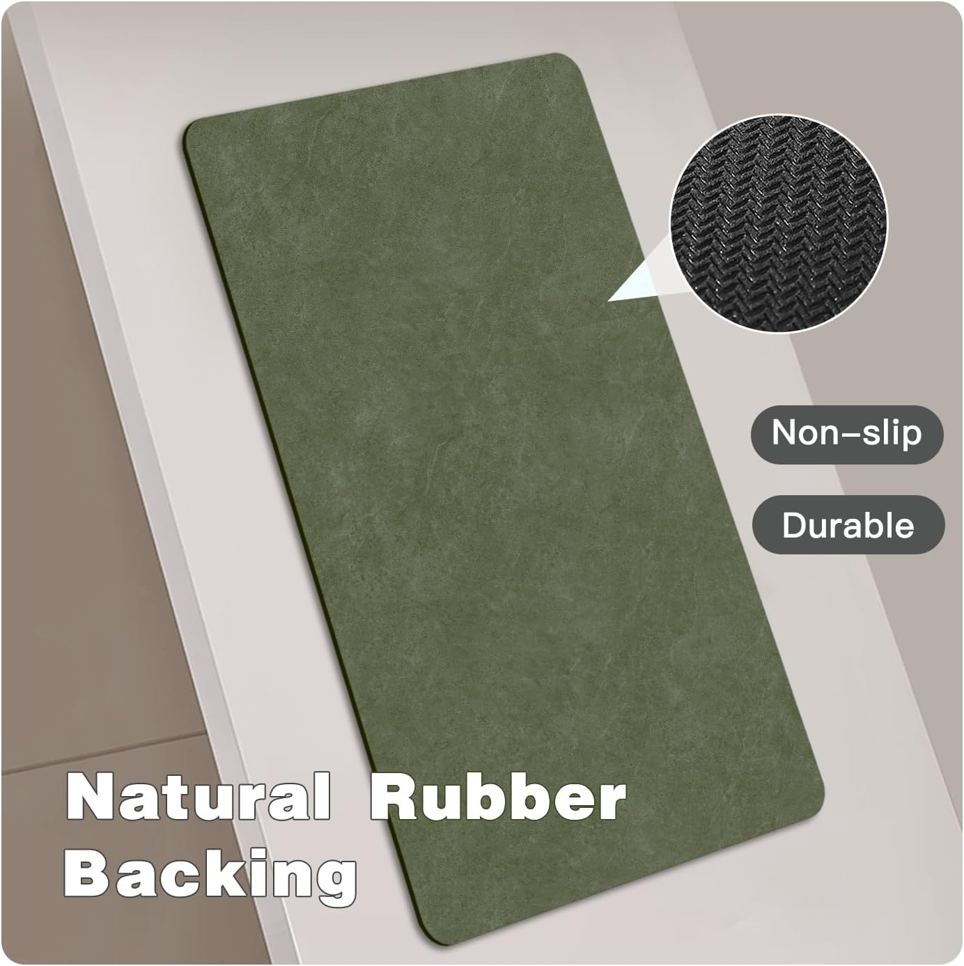 Bath Mat, Bathroom Rugs Non Slip Washable Thin Absorbent Quick Dry Bath Mat Fits Under Door Bathroom Floor Mat Perfect for Bath, Shower, or Sink 36"x60" Sage Green
