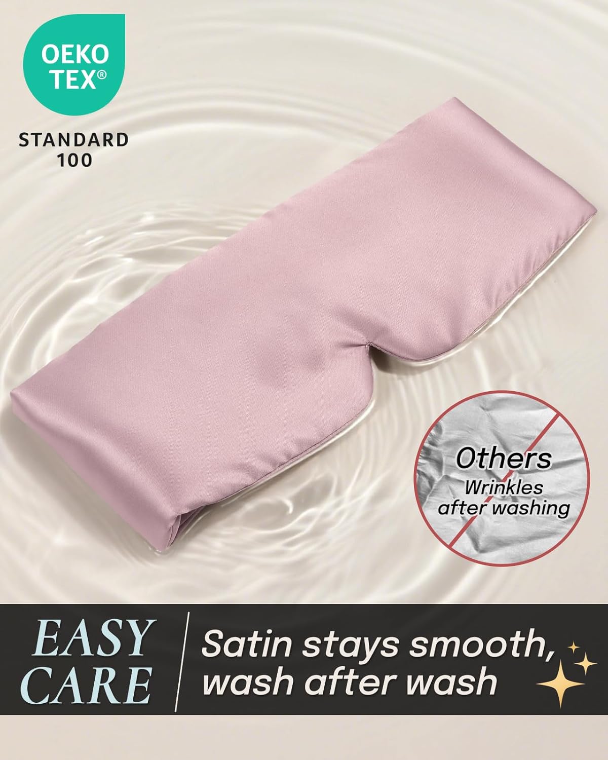 Zenssia Satin Sleep Mask for Women and Men, Lightweight Padded Eye Mask with Adjustable Strap, Comfort Blackout for Travel and Nap - Light Plum