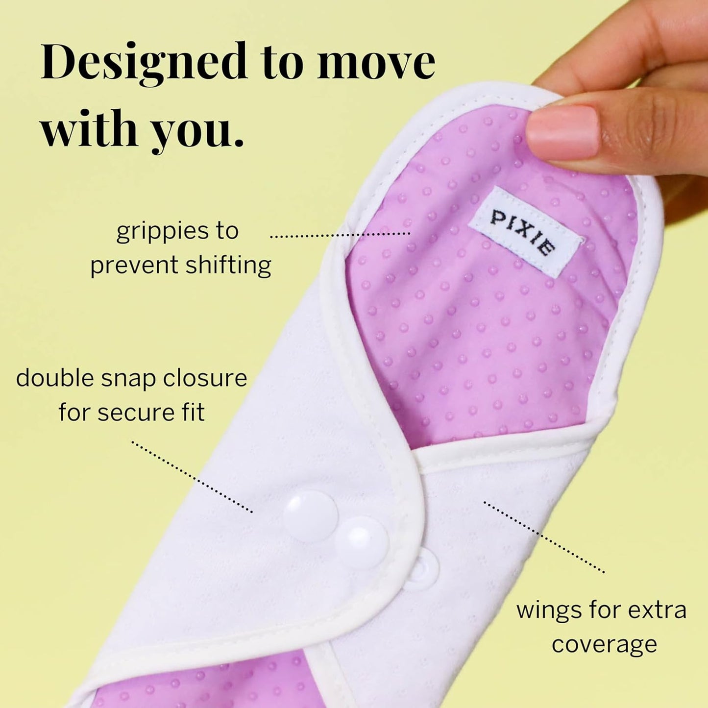 Pixie Cotton Cloth Pads - 100% Organic Reusable Cotton -Ranked 1 for Softest Menstrual Sanitary Napkins - Machine Washable & Includes Free Wet Bag - Menstrual Liner (Regular)