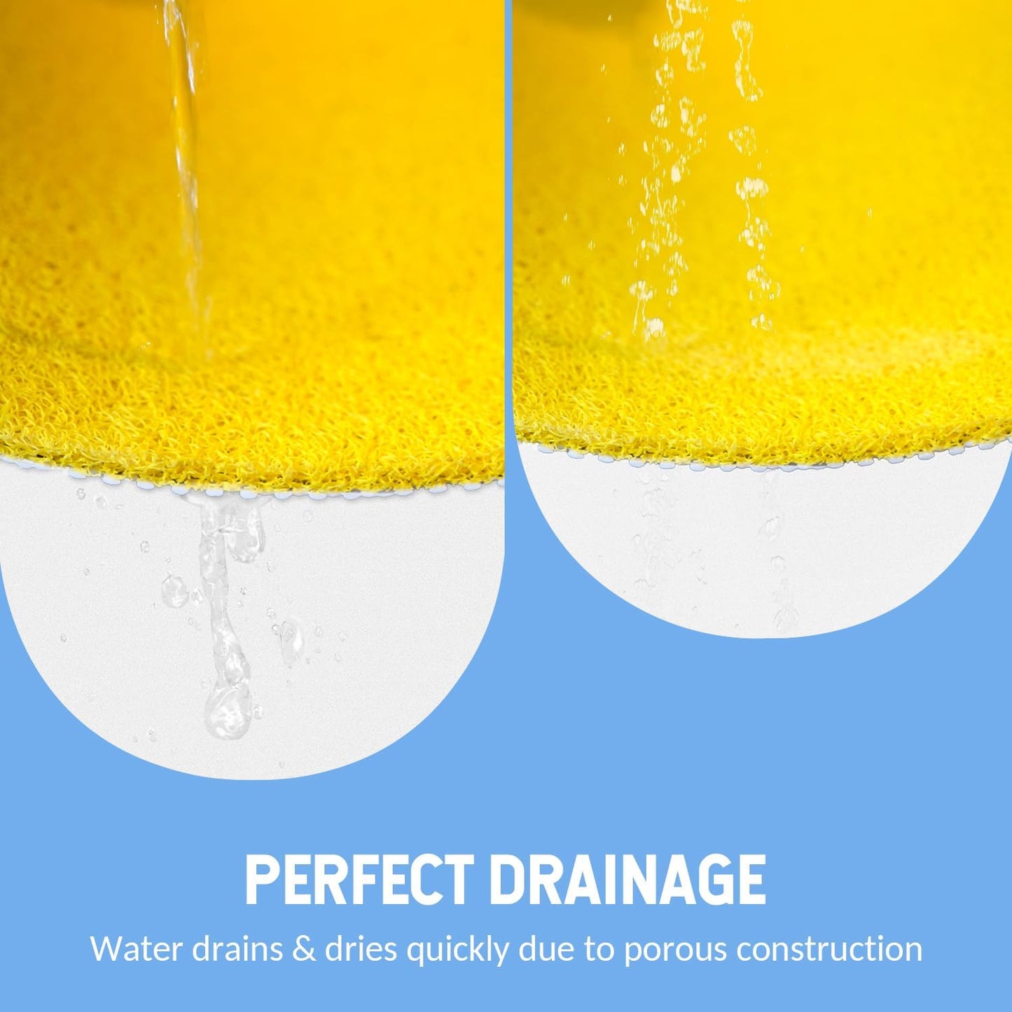 Non-Slip Bathtub Mat, 2 Pack Anti Slip Shower Mat, Fast Drying Bathtub Mats, Foot Scrubber Mat, Anti Slip Mat for Tub, Floor, Bathroom, Kitchen, Home, Hotel (Yellow 24"×16"+24"×16")