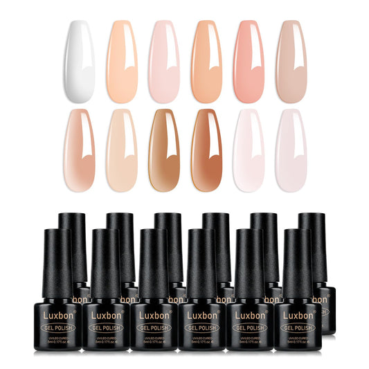 Luxbon 12 pcs Gel Nail Polish Set - Spring Color Set Long Lasting Gel Polish, uv led Soak Off Nail Art Designs Manicure Kit 001