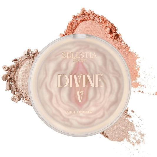 Powder Highlighter Makeup – Divine V – Radiant Glow for All Skin Tones, Easy-to-Apply, 0.53 oz