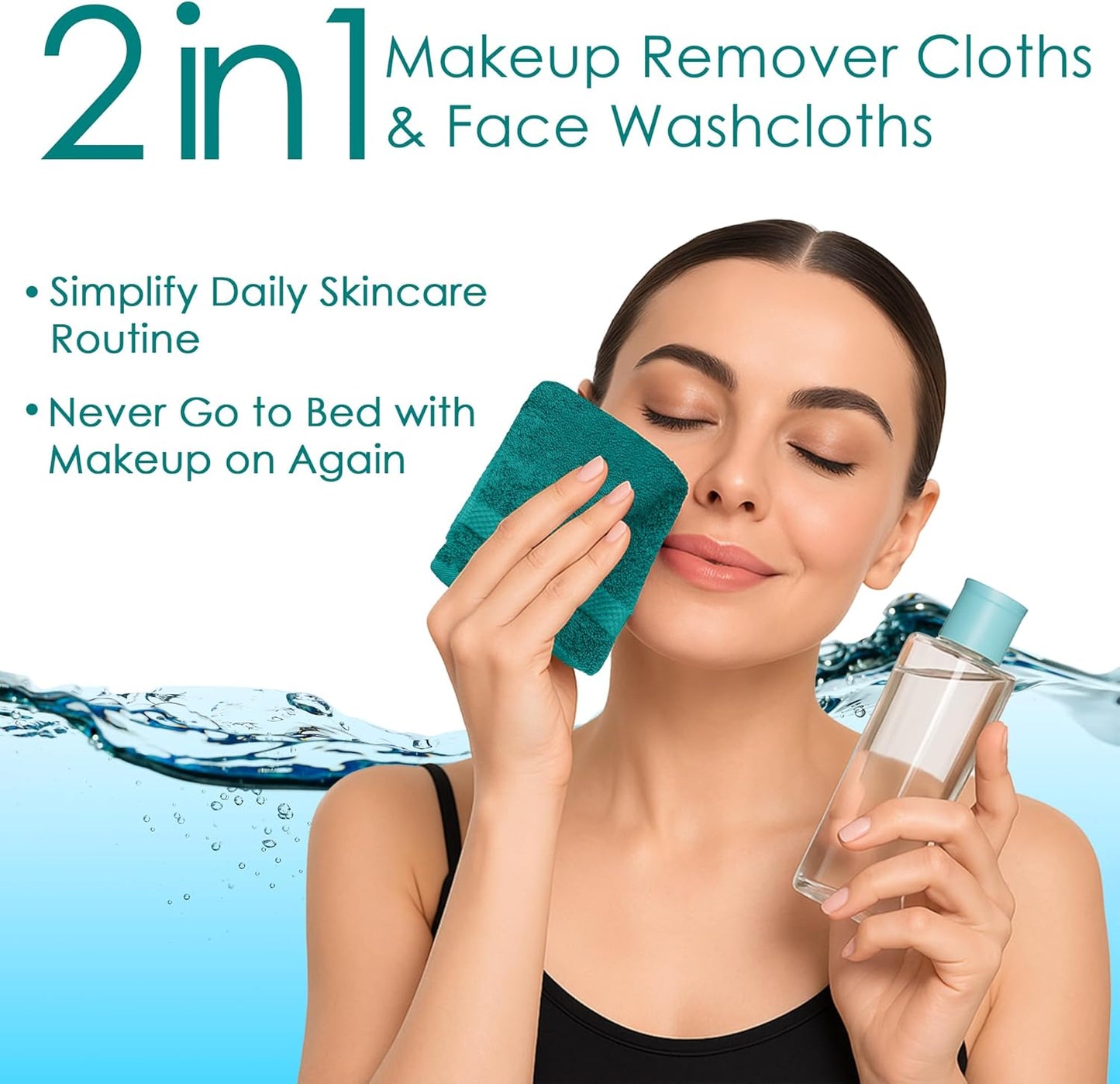 DAN RIVER 12-Pack Premium 100% Cotton Teal Face Towels – Reusable Face Towel Set, Soft & Absorbent Face Cloths for Bathroom & Body – Hand and Face Towels, 550 GSM (12x12 in)