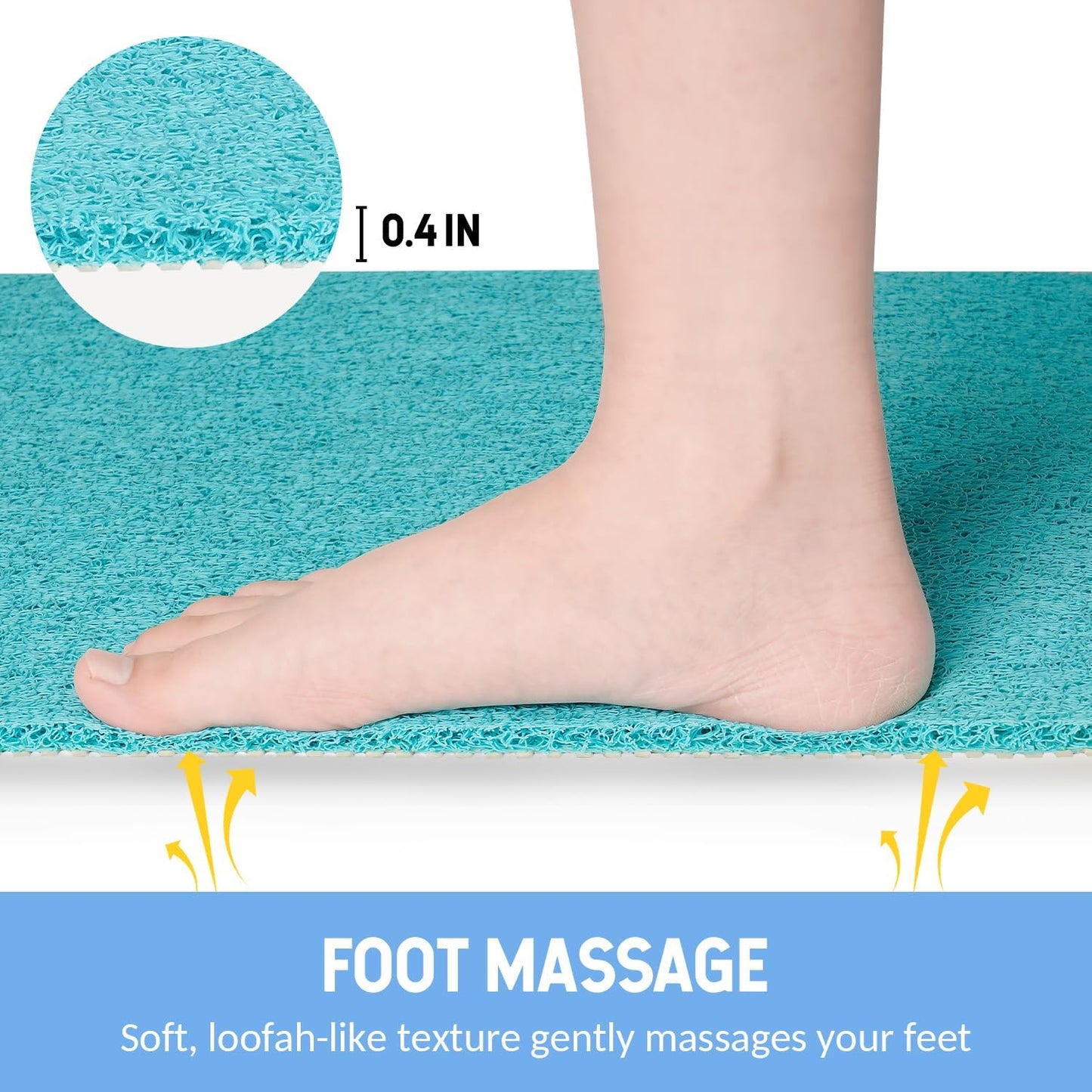 Non-Slip Bathtub Mat, Anti Slip Shower Mat, Fast Drying Bathtub Mats, Foot Scrubber Mat, Anti Slip Mat for Tub, Floor, Bathroom, Kitchen, Home, Hotel (Turquoise Blue 24"×16")