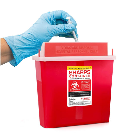 Sharps Container Large - Sharps Containers for Home Use and Labs - Portable Needle Disposal and Travel Size Biohazard Bin - 5 Quart (Pack of 1)