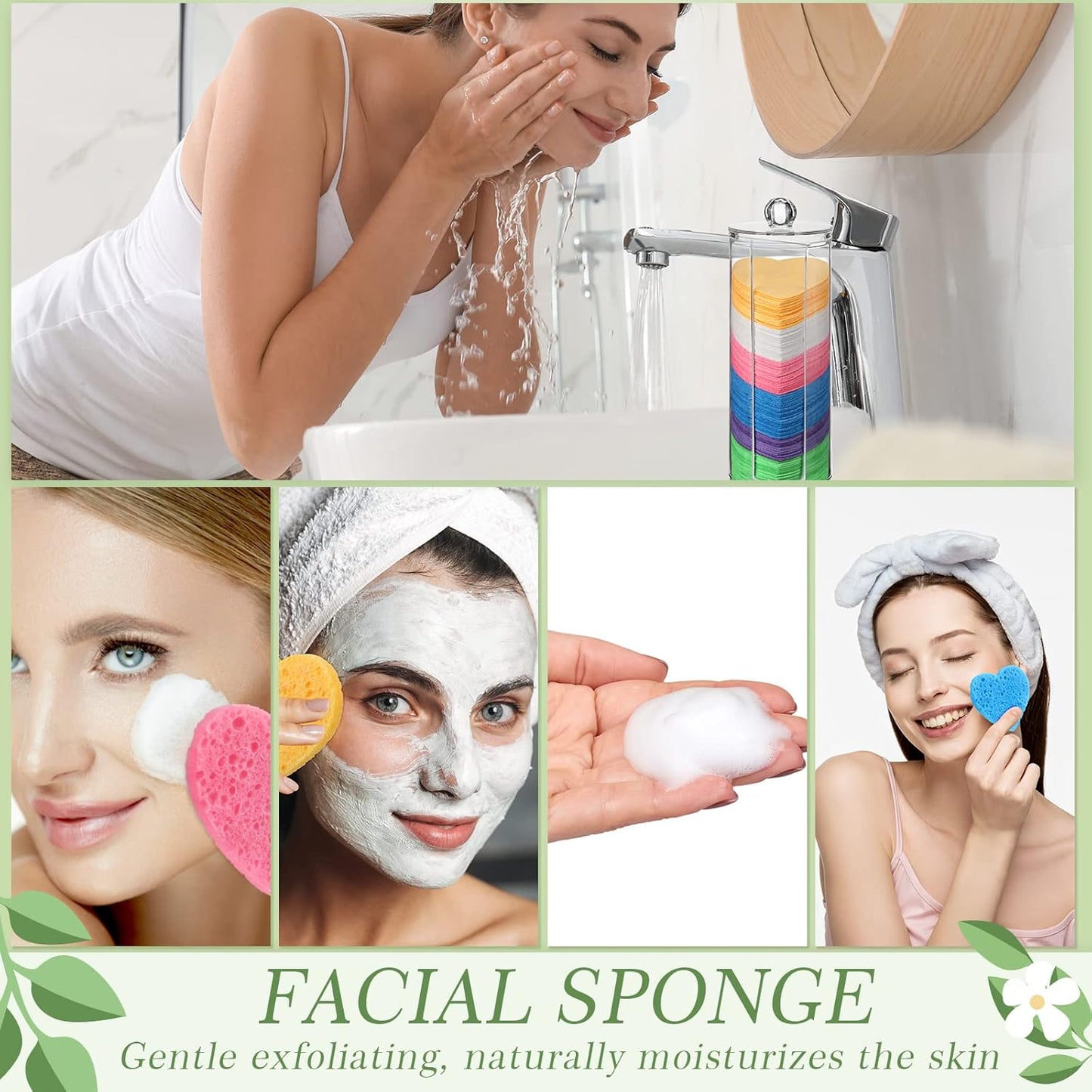 Sieral 120 Pcs Compressed Facial Sponges with Container Disposable Face Sponge Pads for Washing Face Cleansing Exfoliating Esthetician Makeup Removal(Heart,Colorful)